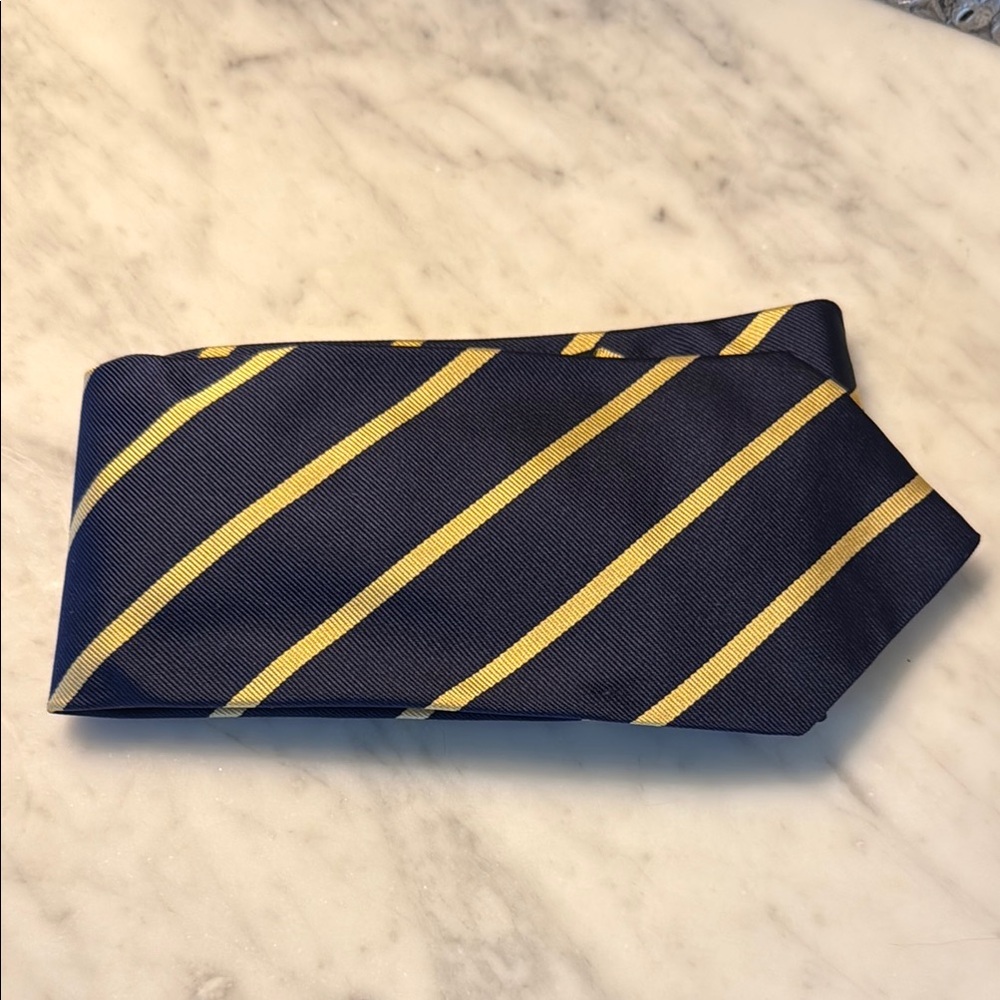 Navy and Yellow Striped Men's Tie